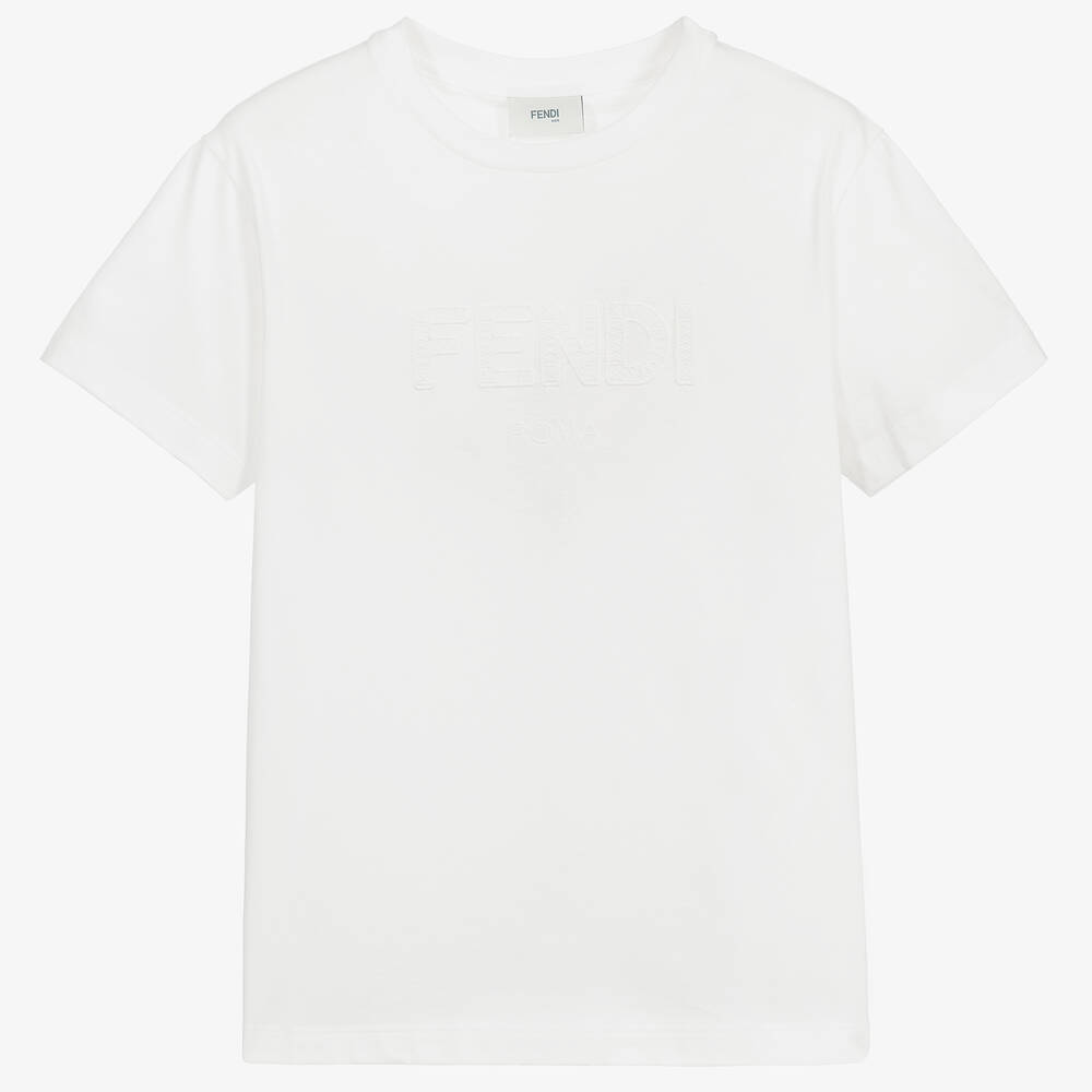 Fendi - Teen Ivory Logo T-Shirt | Childrensalon