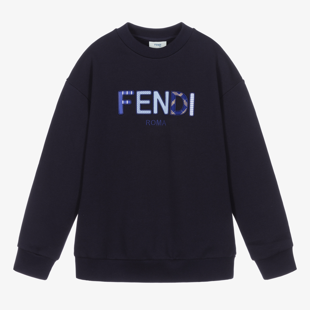Fendi - Teen Navy Blue Logo Sweatshirt | Childrensalon
