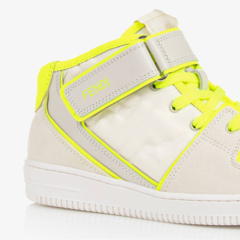 Fendi-Teen Neon Yellow Leather Trainers | Childrensalon Outlet