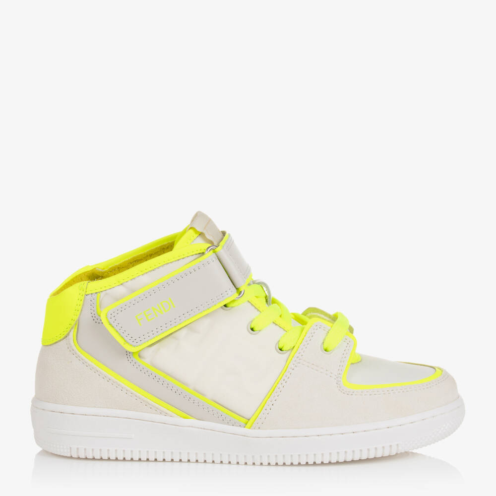 Fendi-Teen Neon Yellow Leather Trainers | Childrensalon Outlet
