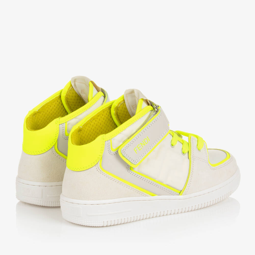 Fendi-Teen Neon Yellow Leather Trainers | Childrensalon Outlet
