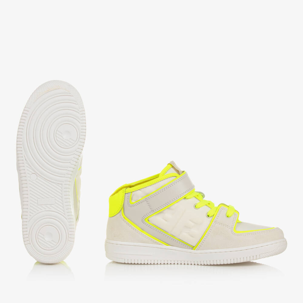 Fendi-Teen Neon Yellow Leather Trainers | Childrensalon Outlet