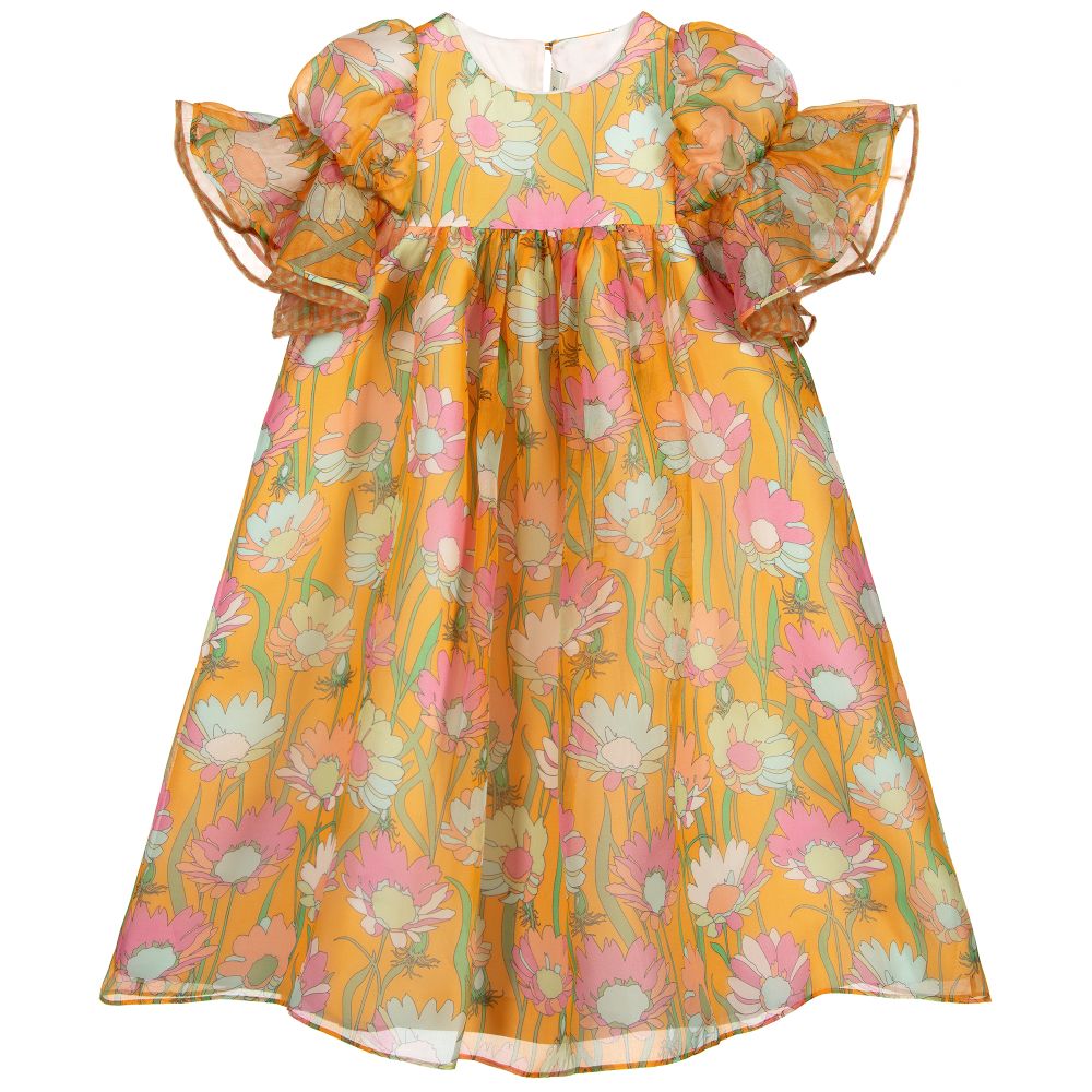 Fendi - Teen Orange Floral Silk Dress | Childrensalon