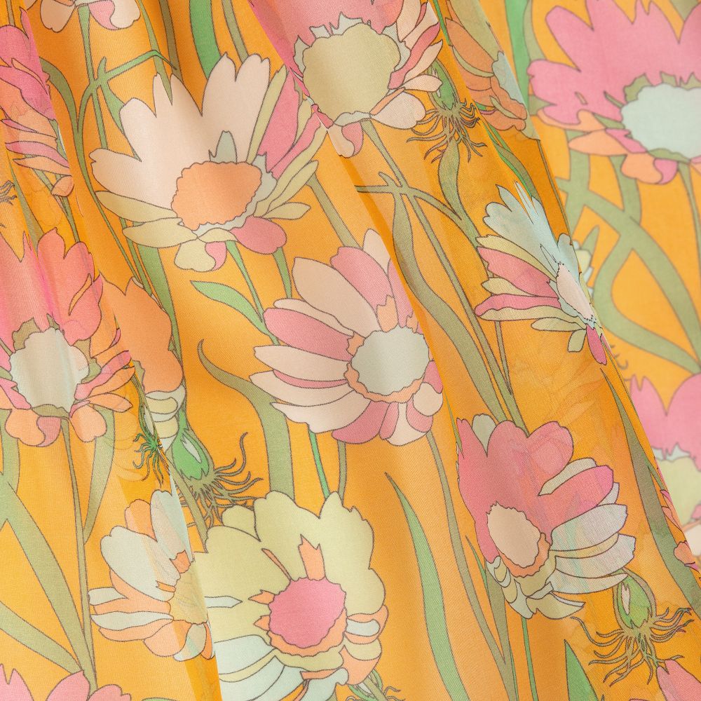 Fendi Teen Orange Floral Silk Dress