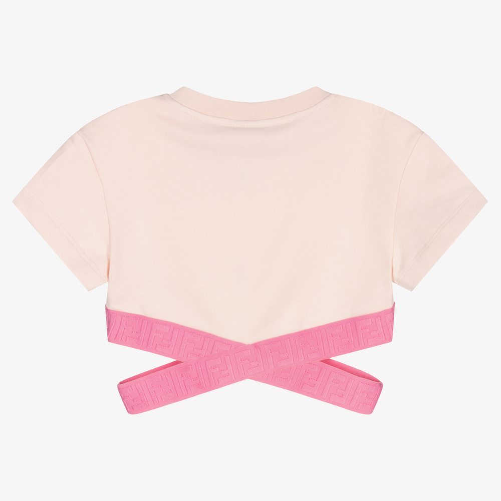 Fendi-Розовая укороченная футболка для подростков | Childrensalon Outlet