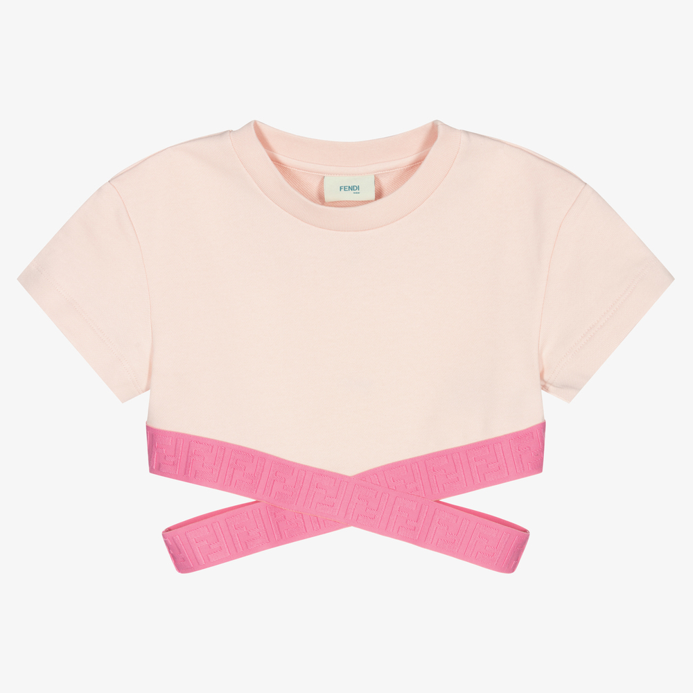 Fendi - Розовая укороченная футболка для подростков | Childrensalon