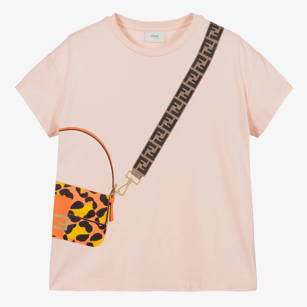 Fendi - Розовая футболка с логотипом сумки для подростков | Childrensalon