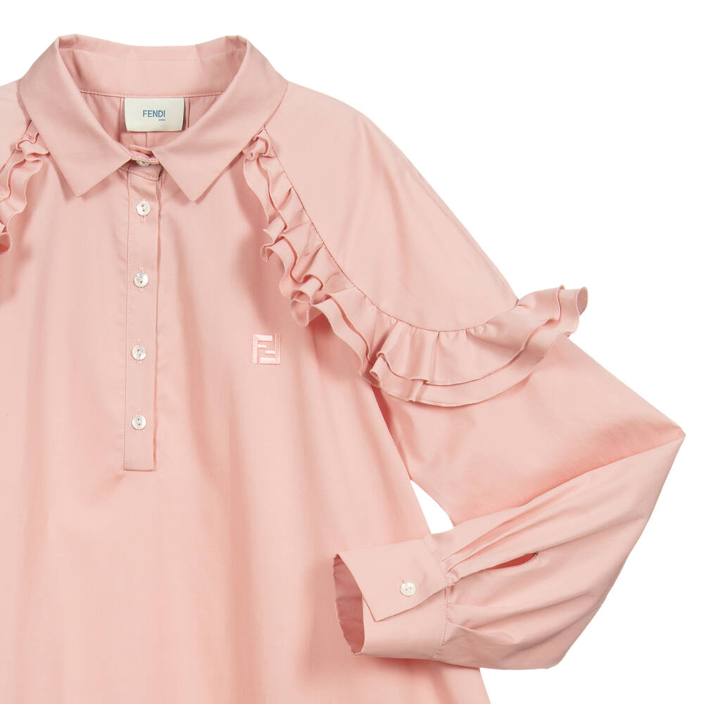 Fendi-Teen Pink Logo Shirt Dress | Childrensalon Outlet
