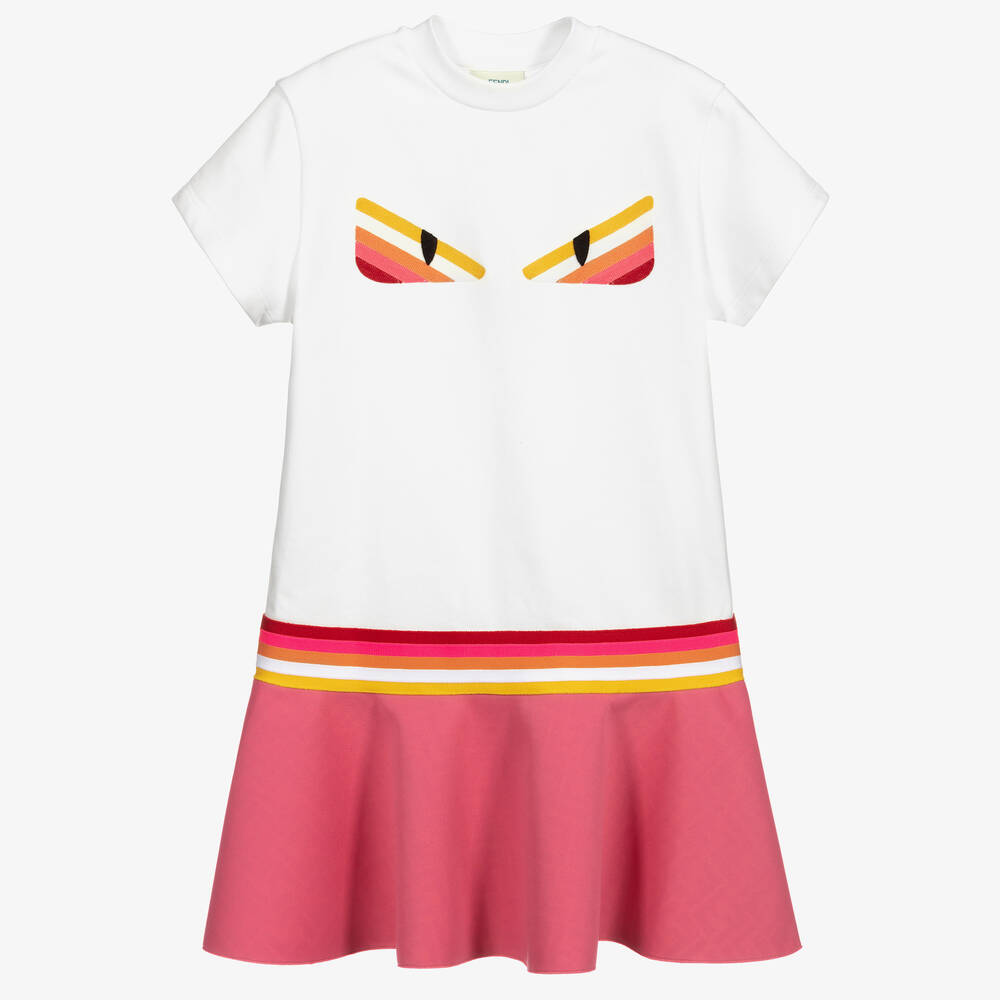 Fendi - Pinkes Teen Kleid mit Monsteraugen  | Childrensalon