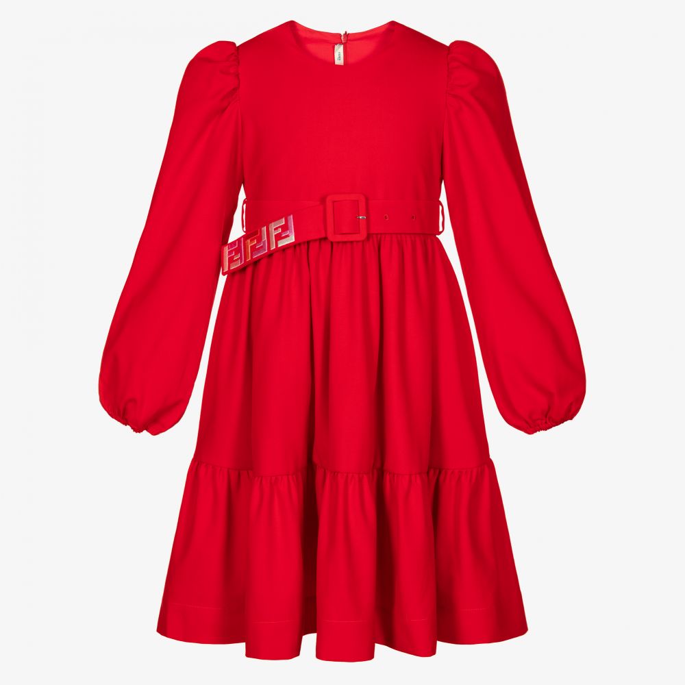 Fendi - Красное шерстяное платье для подростков | Childrensalon