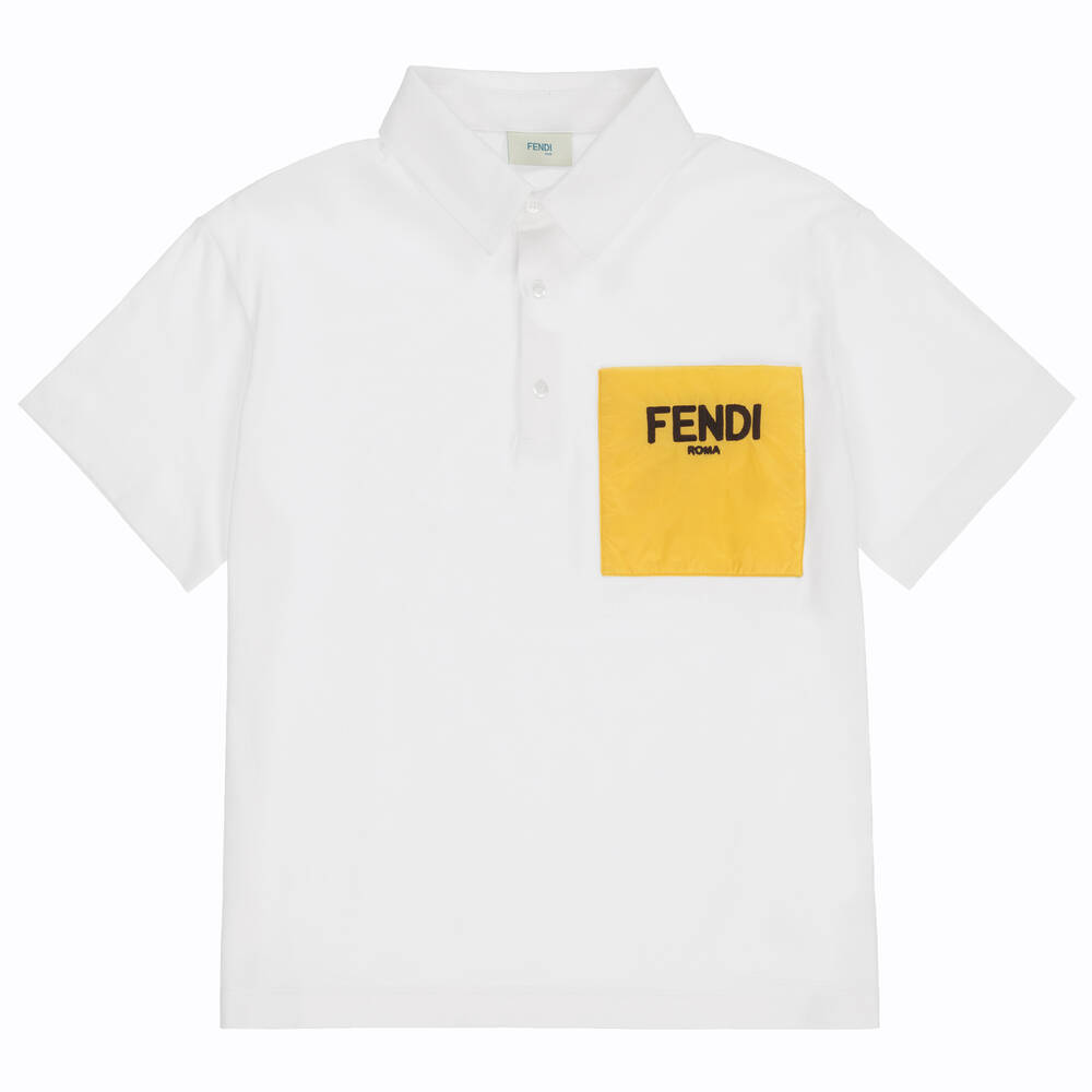 Fendi - توب بولو تينزولادي قطن لون أبيض | Childrensalon