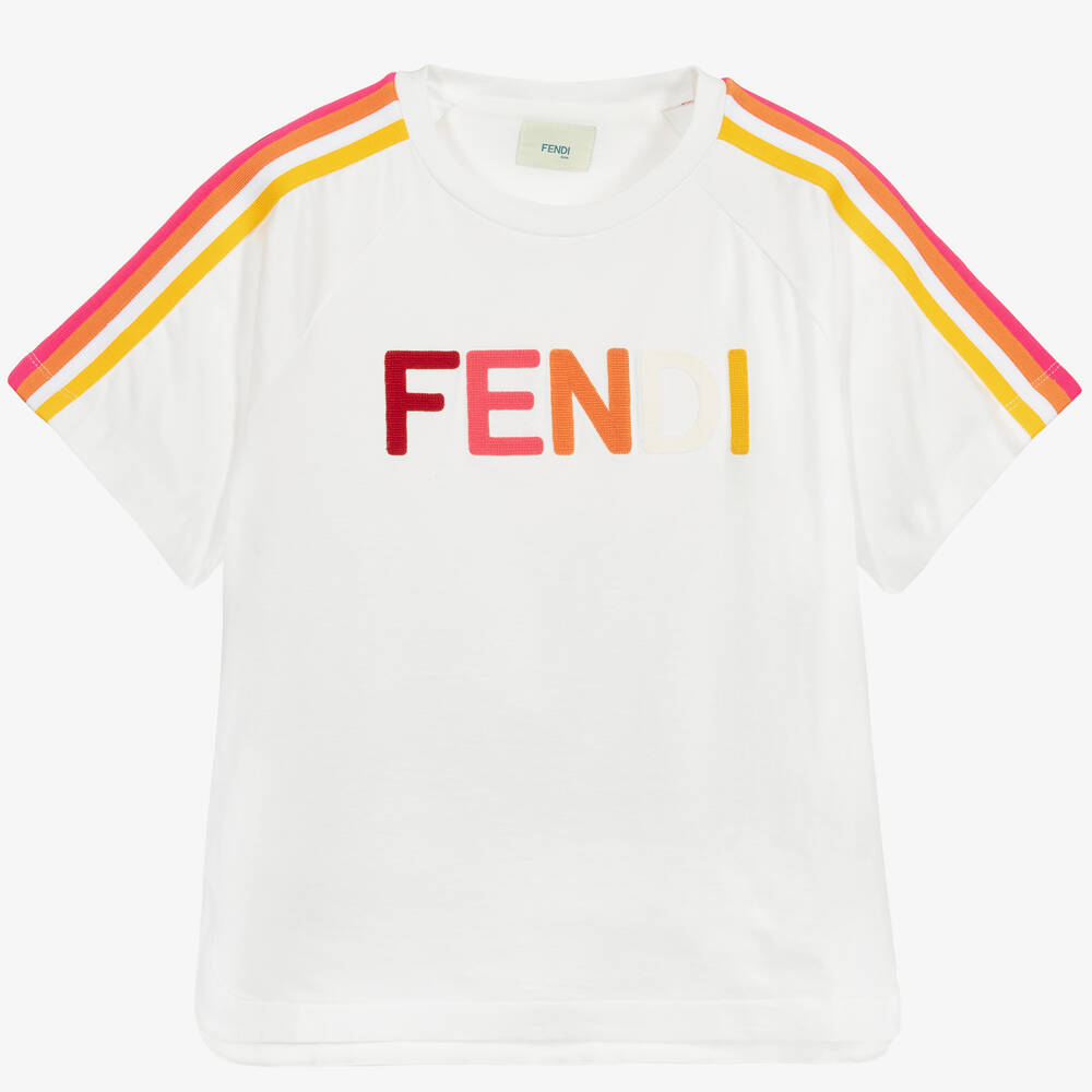 Fendi - تيشيرت تينز قطن لون أبيض | Childrensalon