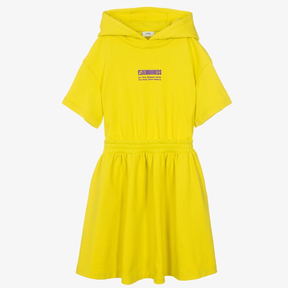 Fendi - Желтое хлопковое платье для подростков | Childrensalon