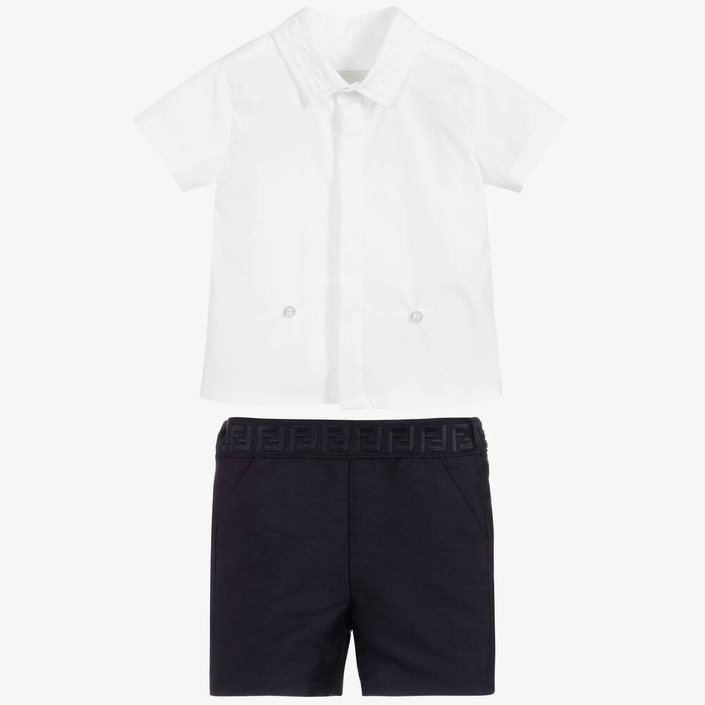 Fendi-White & Blue Logo Buster Suit | Childrensalon Outlet