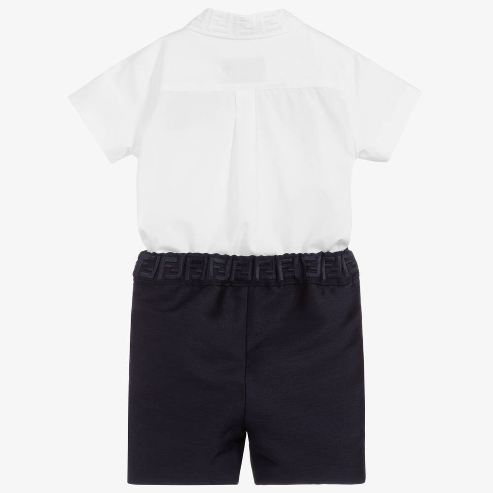 Fendi-White & Blue Logo Buster Suit | Childrensalon Outlet