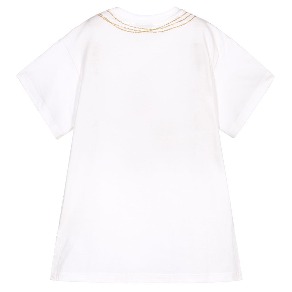 Fendi-White Cotton Logo Bag Dress  | Childrensalon Outlet