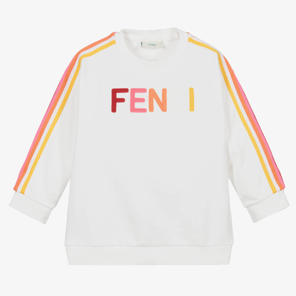 Fendi - Sweat blanc en coton à logo | Childrensalon