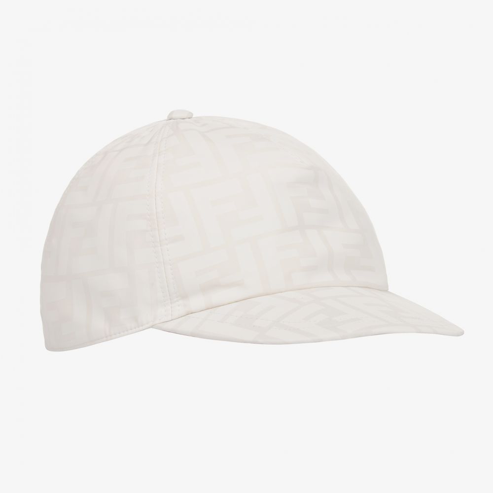 Fendi White FF Logo Cap Childrensalon Outlet