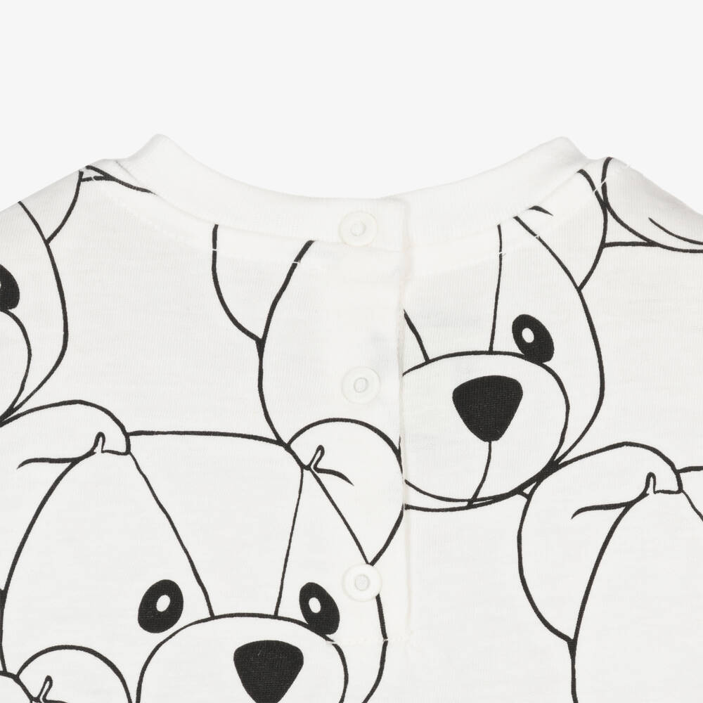 Fendi-White FF Teddy Bear Cotton Baby T-Shirt | Childrensalon Outlet