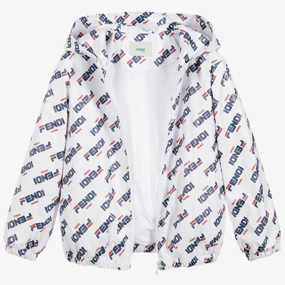 فندي Mania-جاكيت لوغو واقي من المطر لون أبيض | Childrensalon Outlet