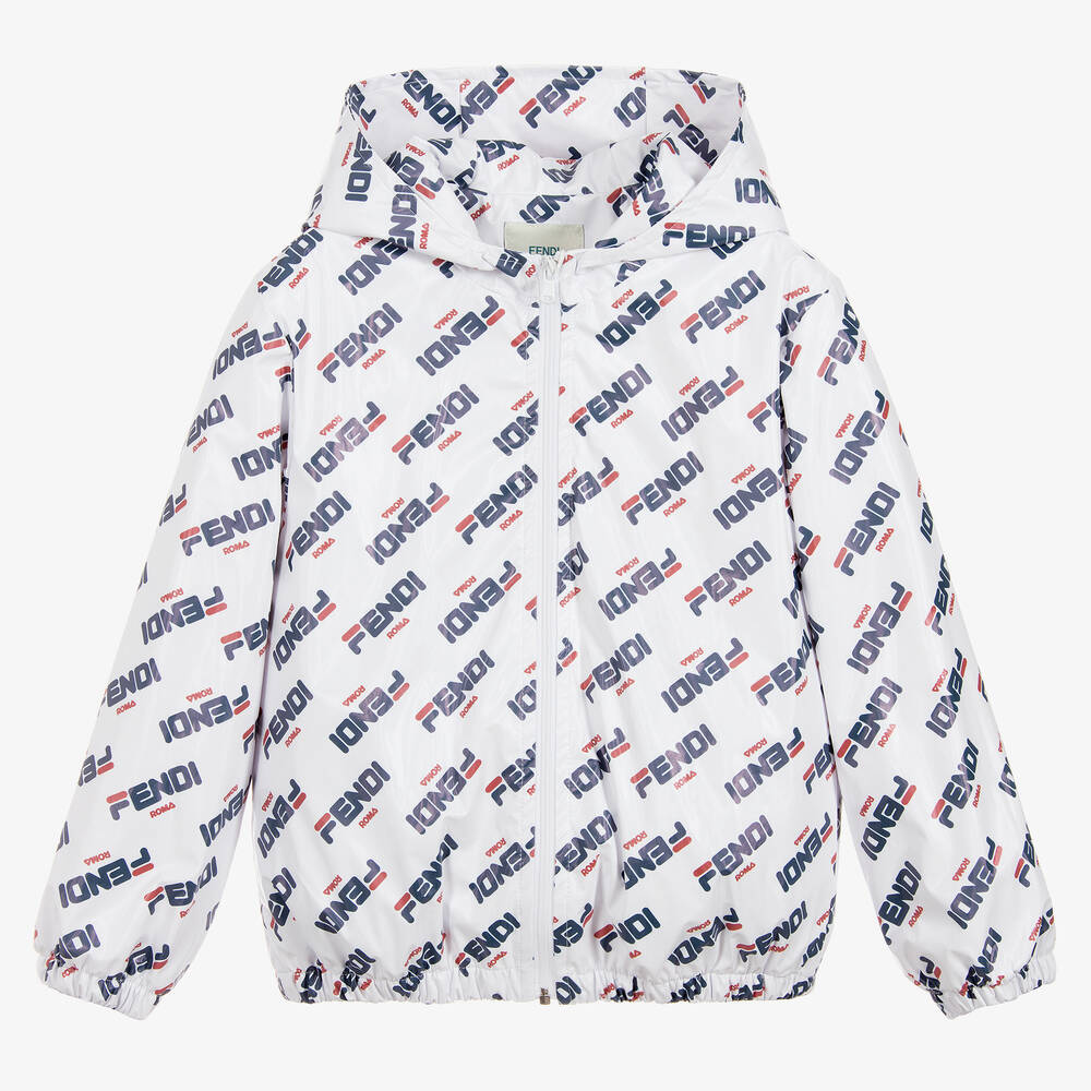 Fendi Mania - White Logo Jacket | Childrensalon