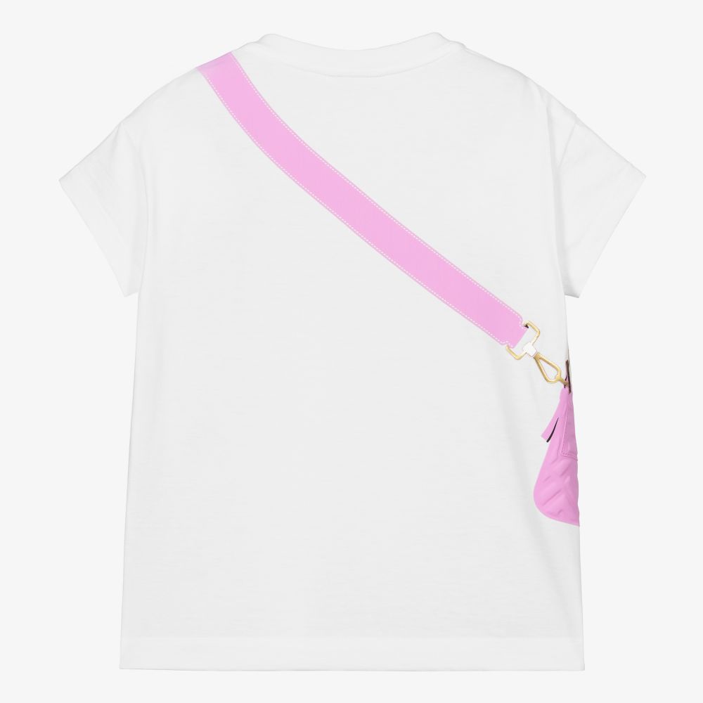 Fendi - White & Pink Bag T-Shirt | Childrensalon Outlet