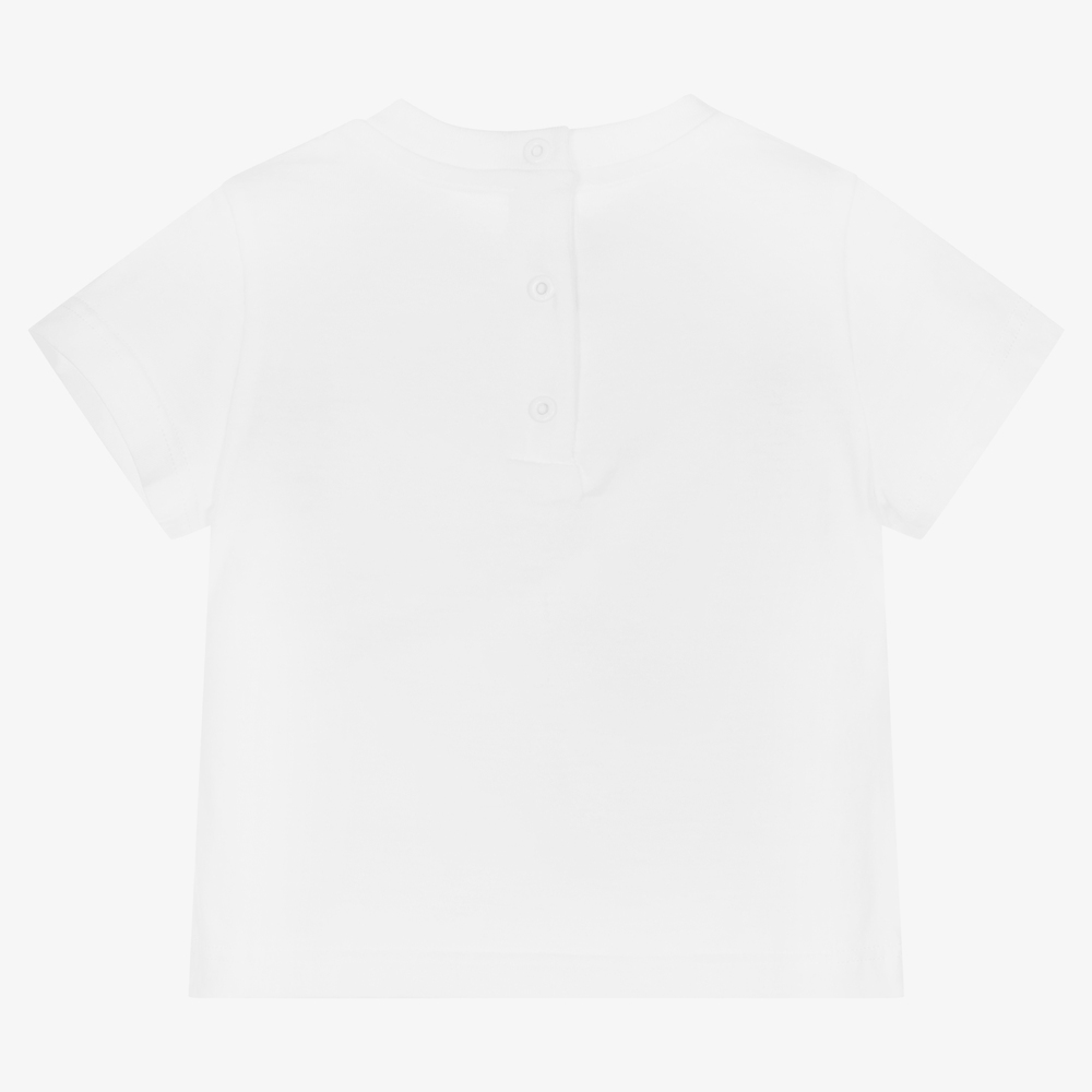 Fendi-White & Pink Logo Baby T-Shirt | Childrensalon Outlet