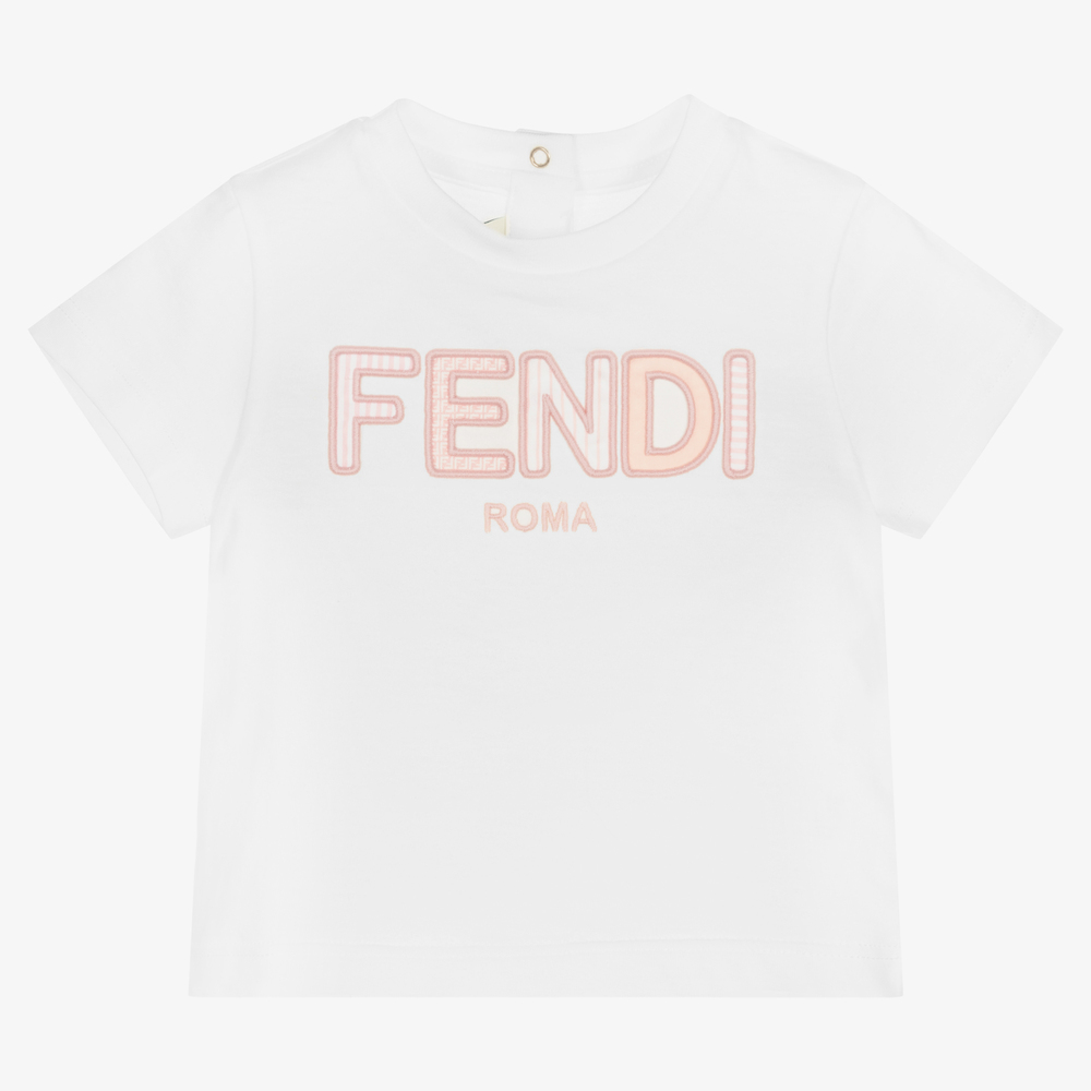 Fendi - T-shirt blanc et rose Bébé | Childrensalon