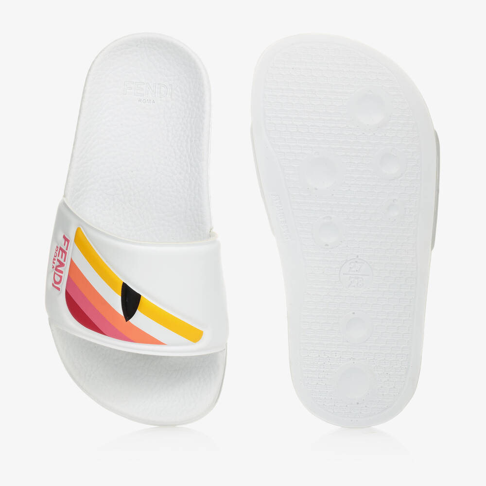 Fendi-Бело-розовые шлепанцы | Childrensalon Outlet