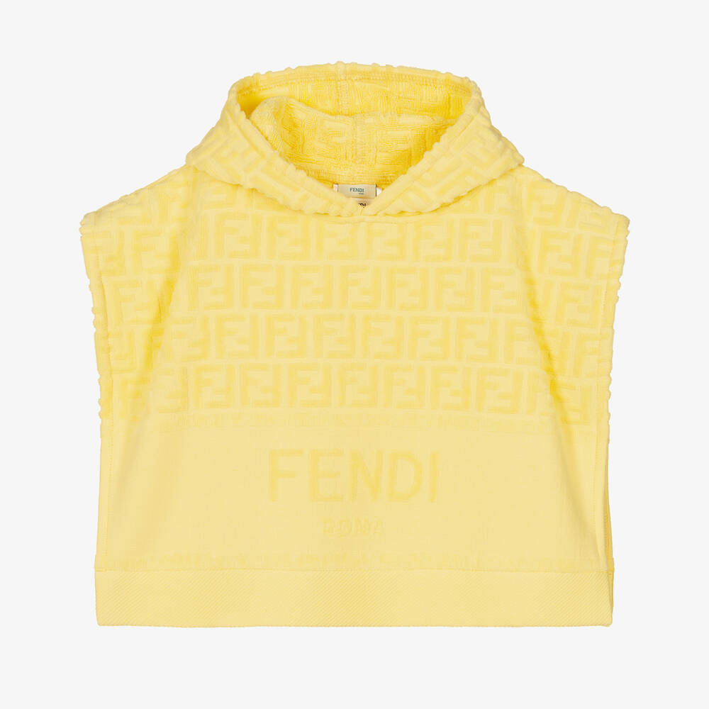 Fendi-Yellow Cotton Logo Hooded Baby Towel | Childrensalon Outlet