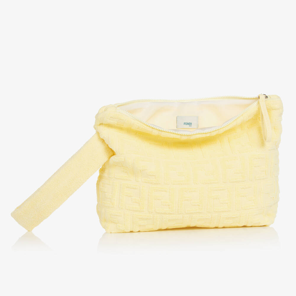 Fendi-Yellow FF Cotton Terry Wash Bag (27cm) | Childrensalon Outlet