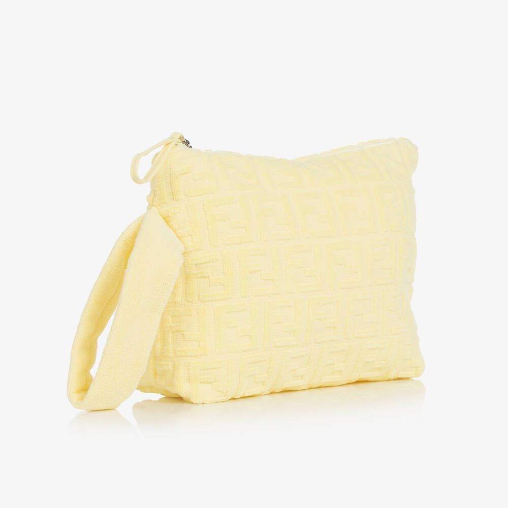 Fendi Yellow FF Cotton Terry Wash Bag 27cm Childrensalon Outlet