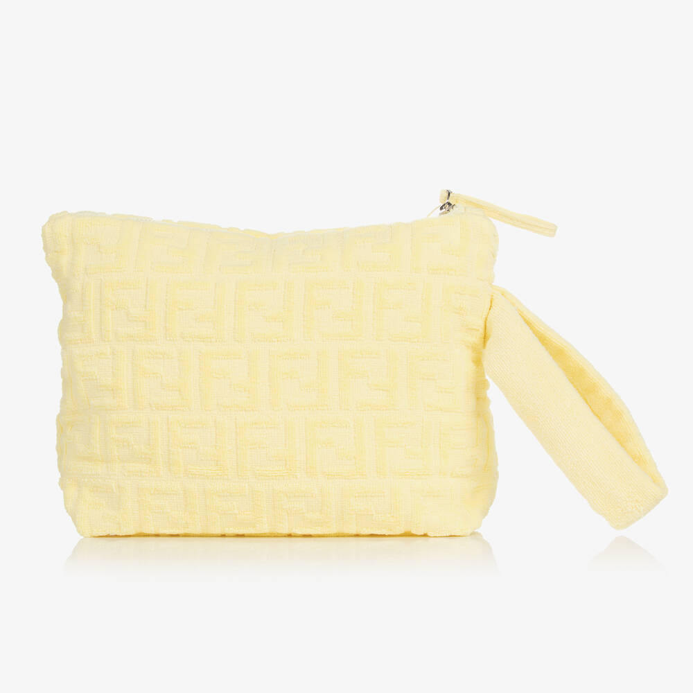 Fendi-Yellow FF Cotton Terry Wash Bag (27cm) | Childrensalon Outlet