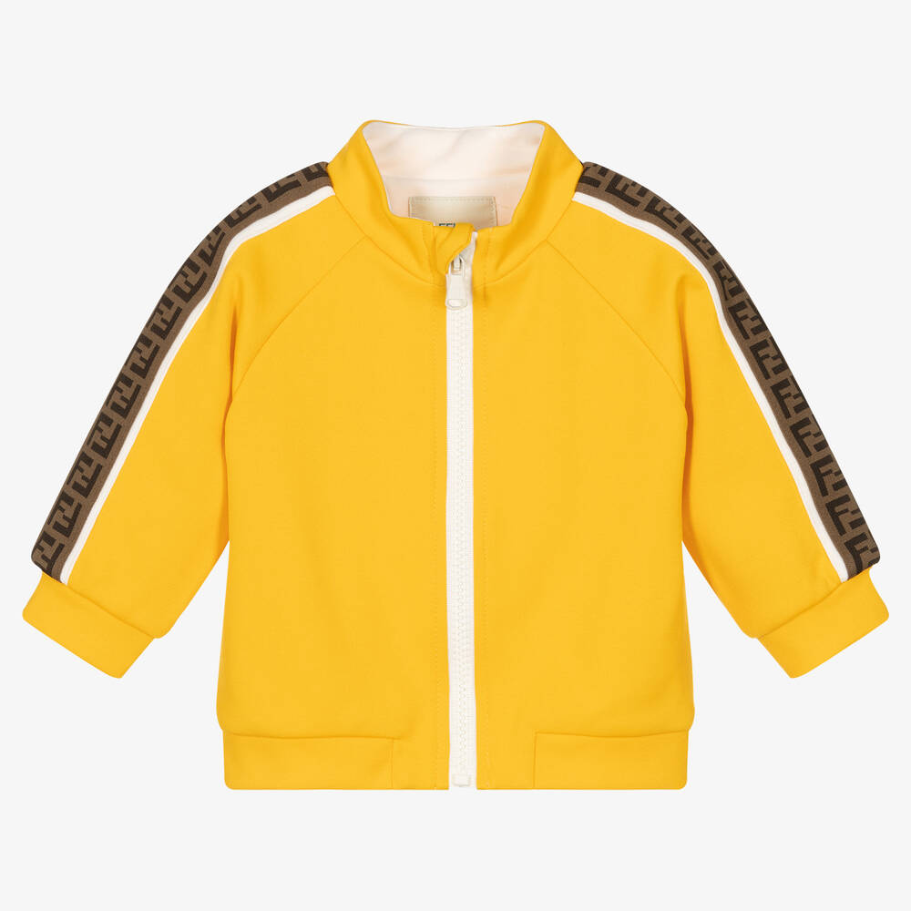 Fendi - Yellow Zip-Up Logo Baby Top | Childrensalon