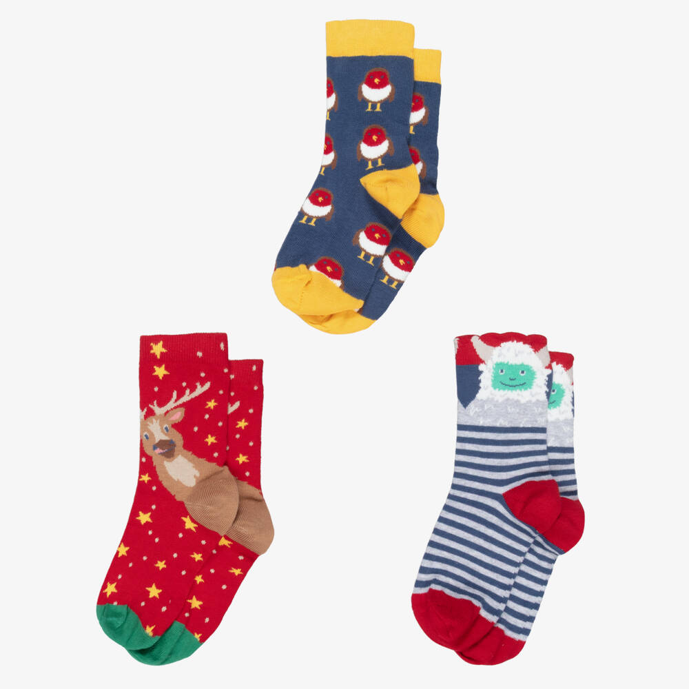 Frugi-Festive Organic Cotton Socks Trio | Childrensalon Outlet