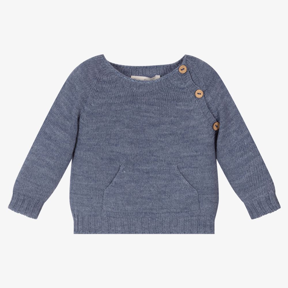 Fina Ejerique - Baby Boys Blue Wool Sweater | Childrensalon