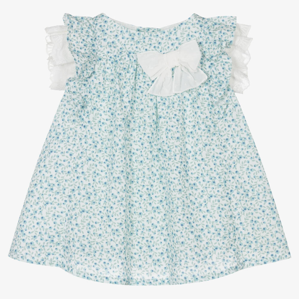 Fina Ejerique - Baby Girls Blue & Green Floral Dress | Childrensalon