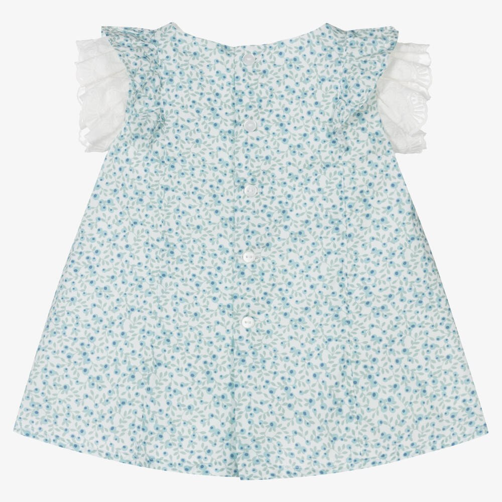 Fina Ejerique-Baby Girls Blue & Green Floral Dress | Childrensalon Outlet