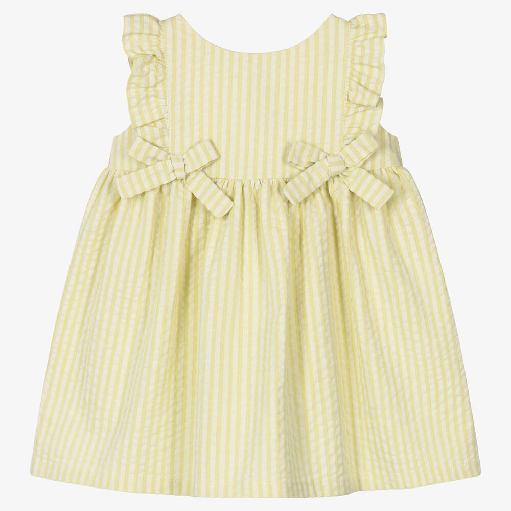 Fina Ejerique-Baby Girls Green Cotton Seersucker Dress | Childrensalon Outlet