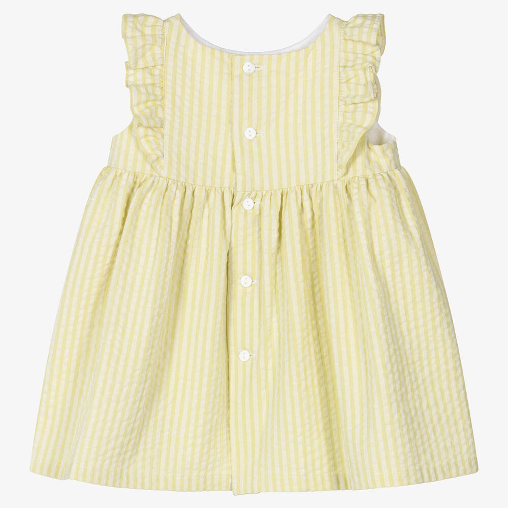 فينا إيجيريك-Baby Girls Green Cotton Seersucker Dress | Childrensalon Outlet