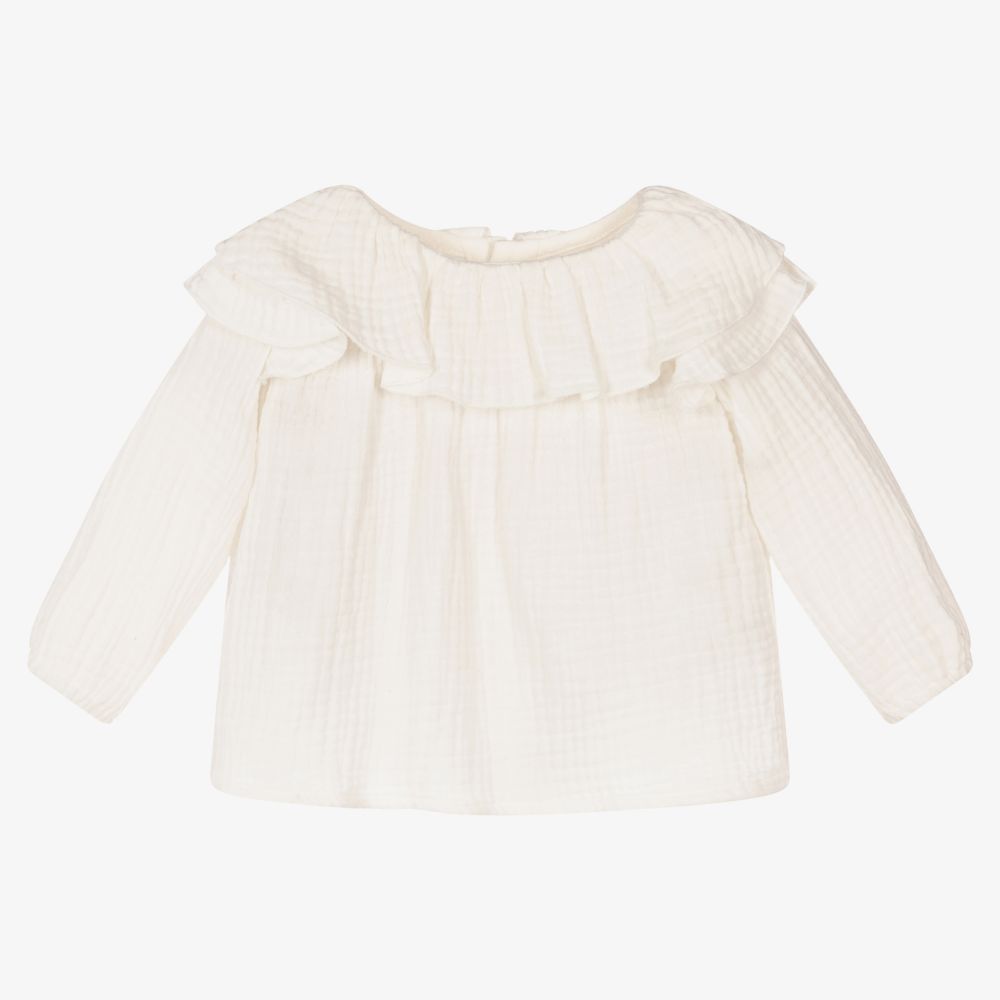 Fina Ejerique-Baby Girls Ivory Cotton Blouse | Childrensalon Outlet
