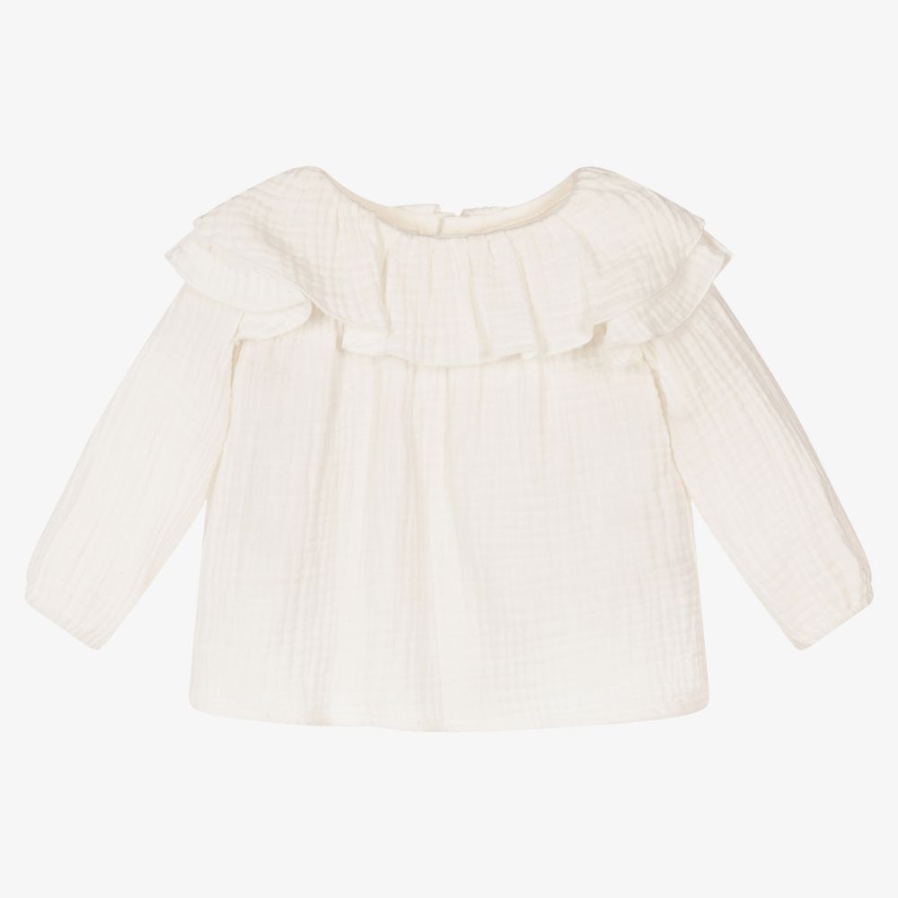 Fina Ejerique - Baby Girls Ivory Cotton Blouse | Childrensalon