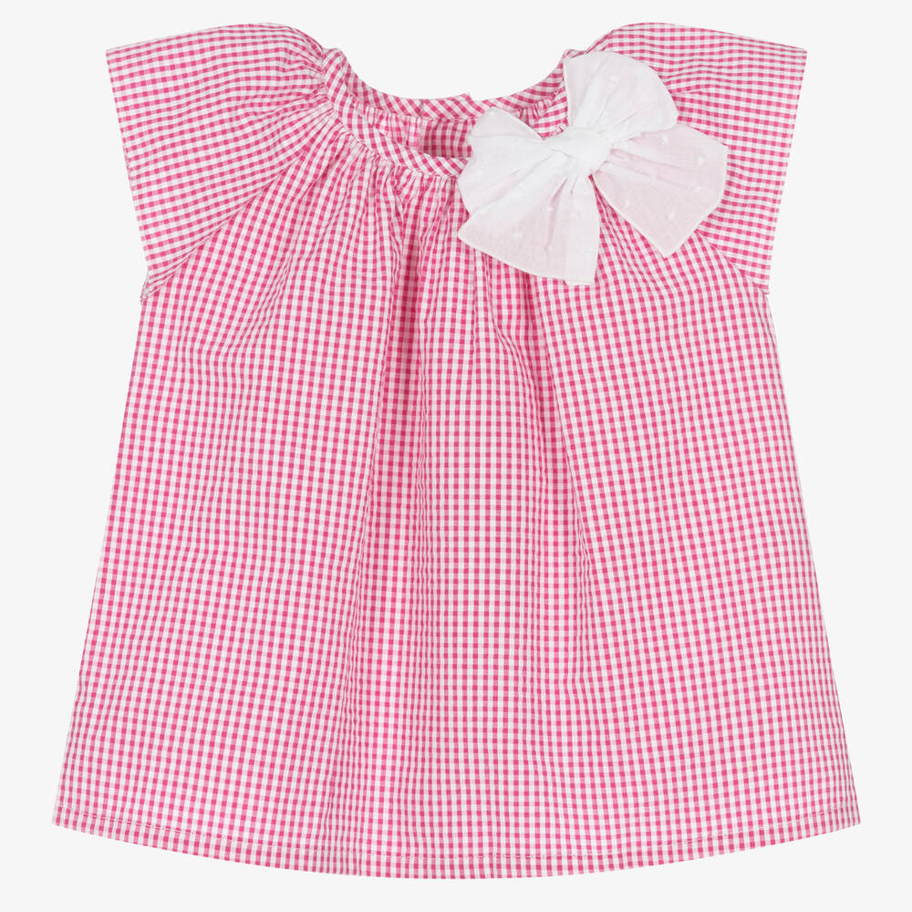 Fina Ejerique - Baby Girls Pink Cotton Gingham Dress | Childrensalon