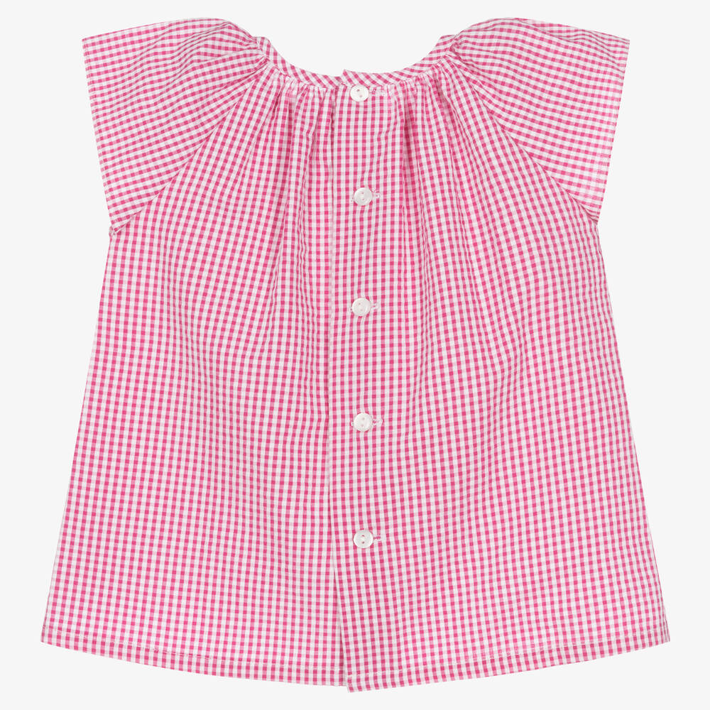 Fina Ejerique-Baby Girls Pink Cotton Gingham Dress | Childrensalon Outlet