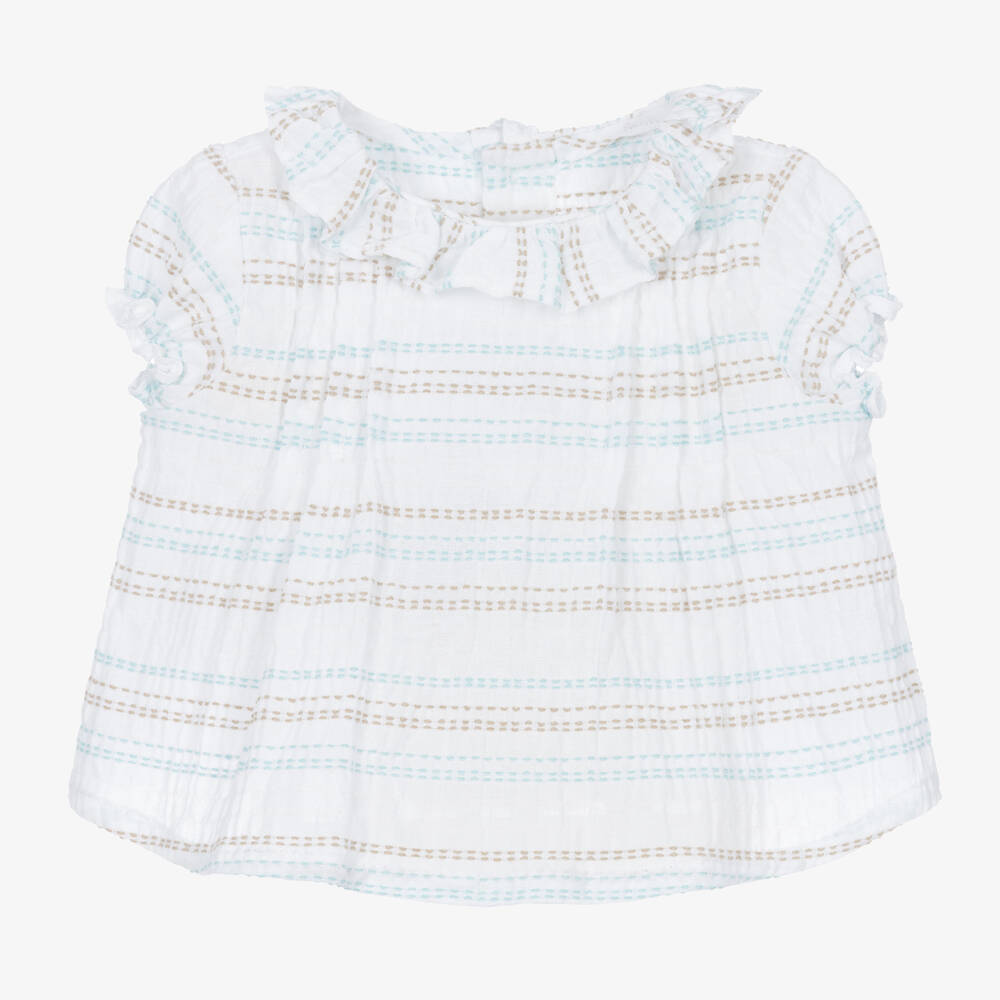 Fina Ejerique-Baby Girls White Cotton Blouse | Childrensalon Outlet