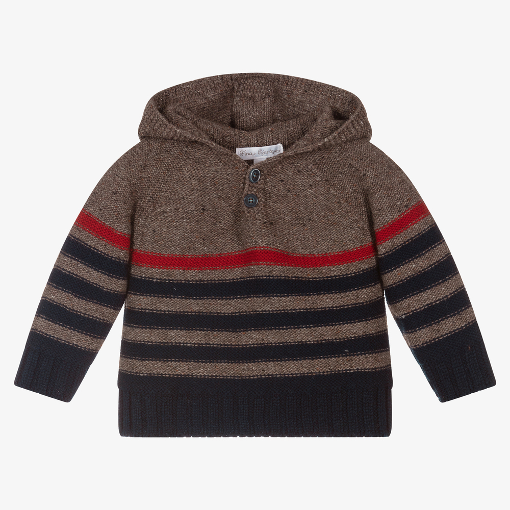 Fina Ejerique - Beige Hooded Wool Sweater | Childrensalon