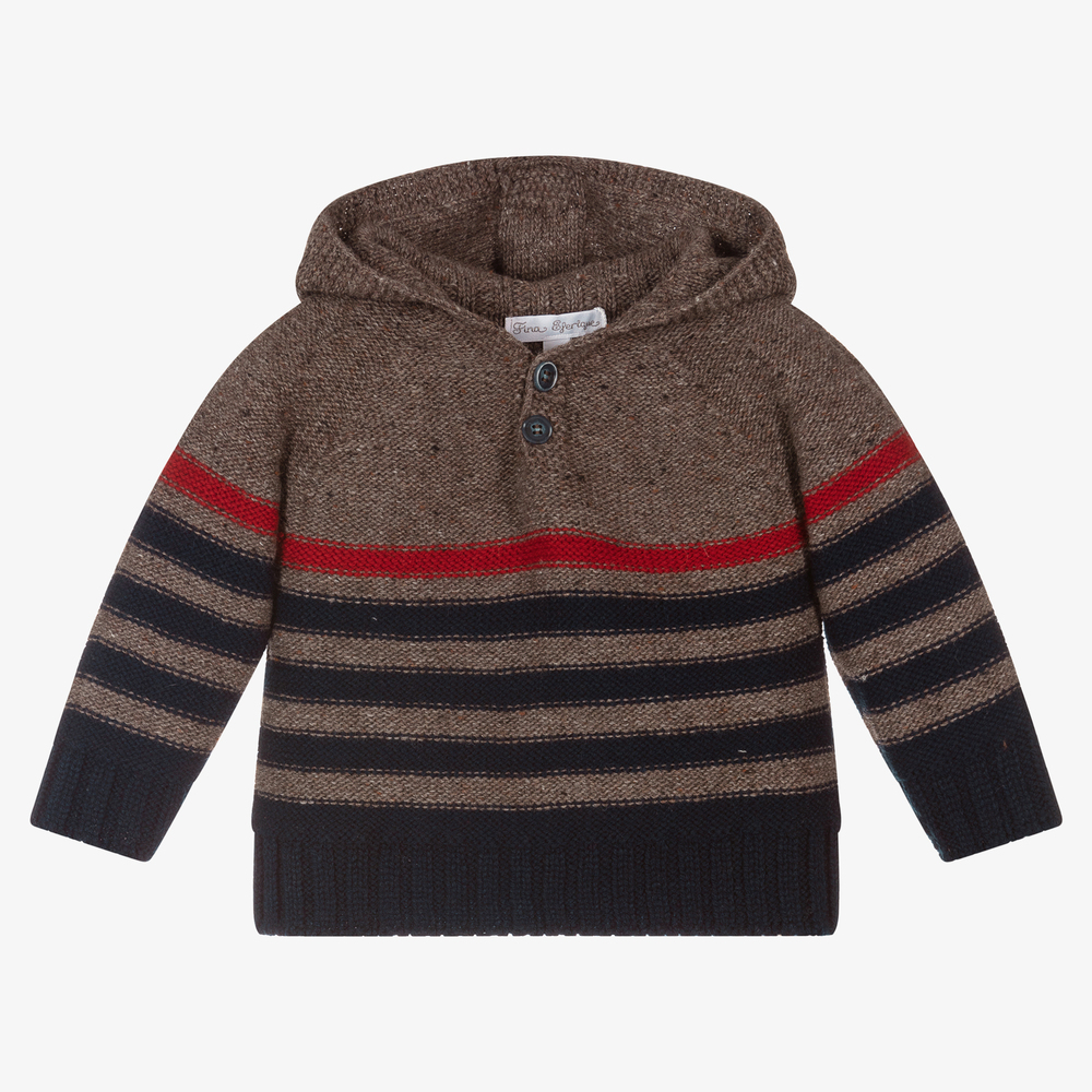 Beige Hooded Wool Sweater