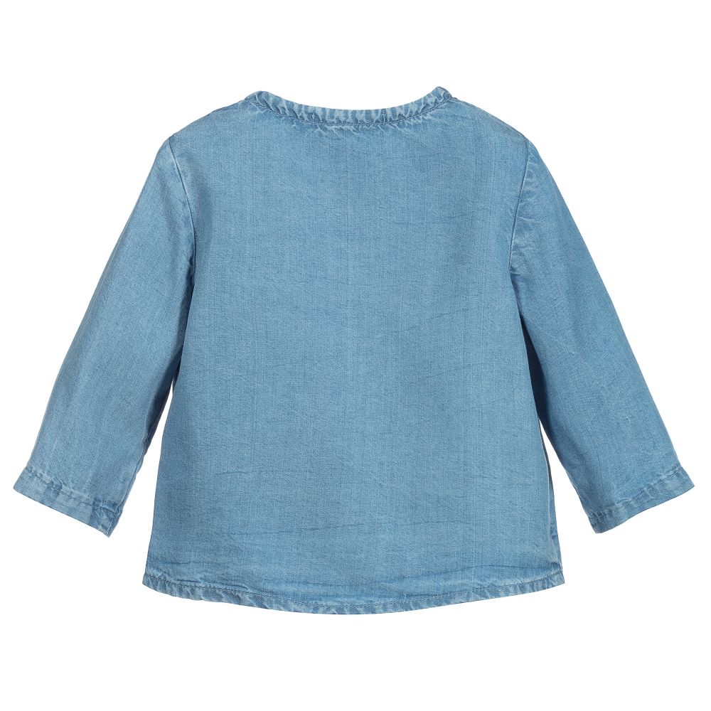 Fina Ejerique-Blue Cotton Chambray Shirt | Childrensalon Outlet