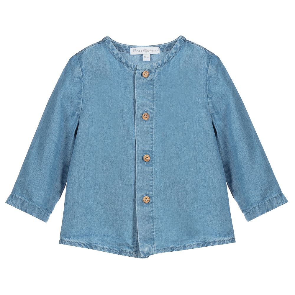 Fina Ejerique - Blue Cotton Chambray Shirt | Childrensalon