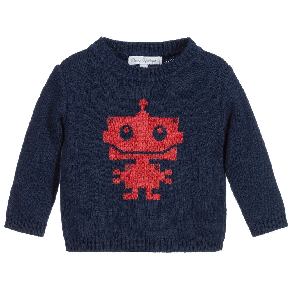 Fina Ejerique Blue Red Robot Sweater Childrensalon Outlet